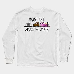 Pregnancy Announcement Steam Train, Baby Girl Arriving Soon Long Sleeve T-Shirt